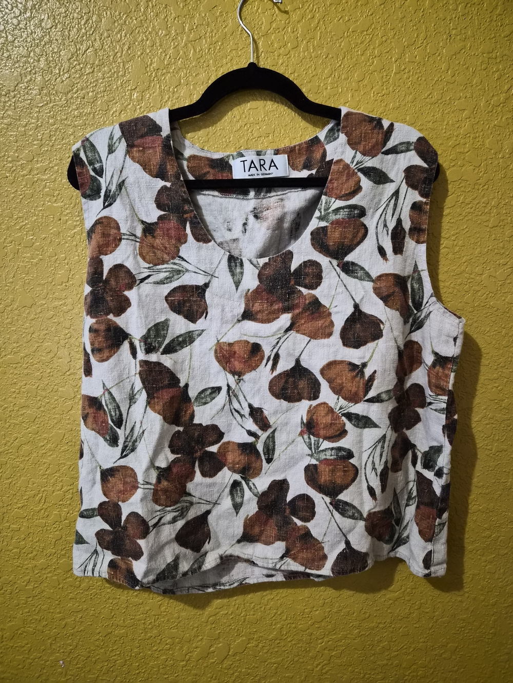 Sleeveless Linen Top - Poppy Print